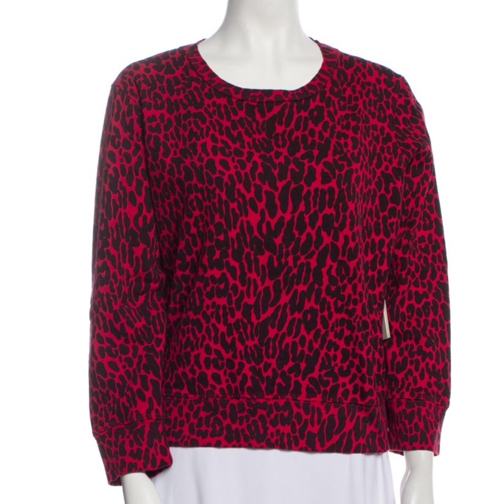 MOTHER Sweatshirt red and black animal print cheetah leopard